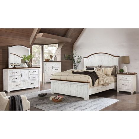 Airbs Distressed White Walnut Bed