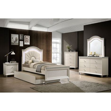 Angelica Padded Leatherette Headboard Bed 