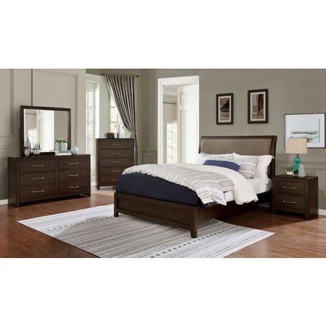 Asia Curved Upholstered Headboard Bed