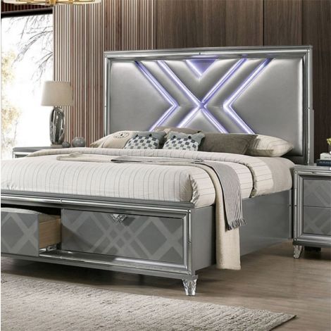Avery Drawer Bed in Silver
