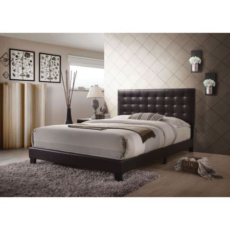 Bonti Platform Bed Upholstered Espresso Finish