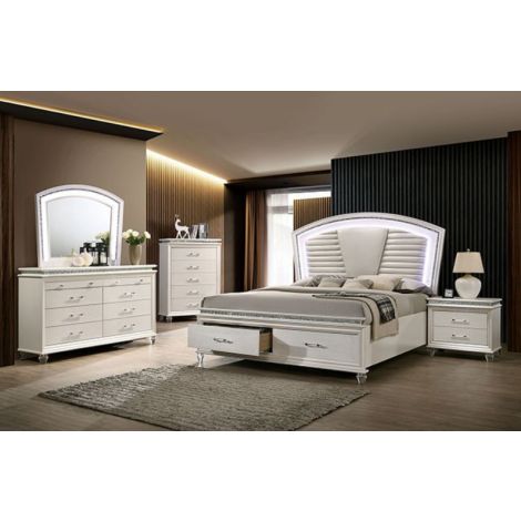 Braidy Pearl White Bed With Drawers