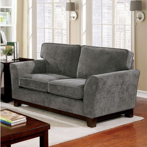 Britny Gray Chenille Fabric Loveseat