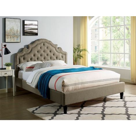 Brook Gray Button Tufted Bed