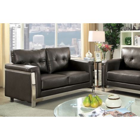 Camereon Modern Brown Leather Love Seat