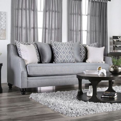 Cami Gray Sloped Arms Burlap Weave Sofa