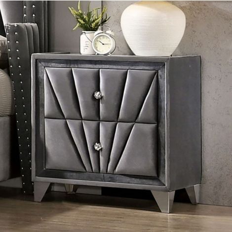 Carson Gray Finish Fabric Nightstand