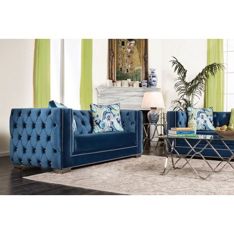 Chavoin Tuxedo Design Blue Loveseat