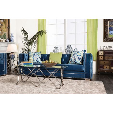 Chavoin Tuxedo Design Blue Sofa