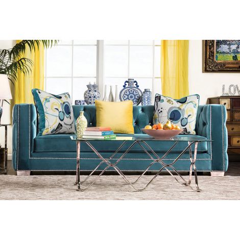 Chavoin Tuxedo Design Turquoise Sofa