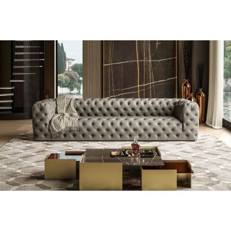 Coronelli Collezioni Ellington Italian Leather Sofa Beige Finish