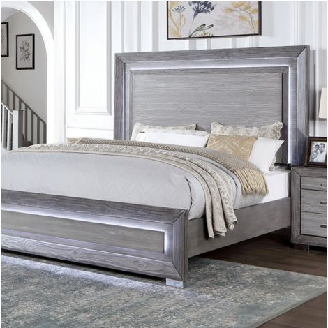 Danen Bed In Gray With LED Headboard