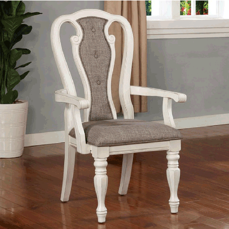 Darek Traditional Style White Arm Chair