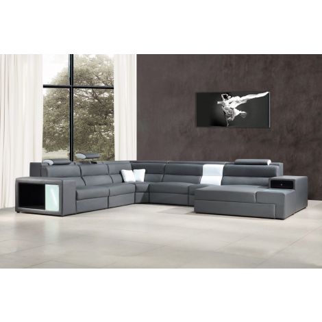 Divani Casa Polaris Gray Leather Sectional Sofa