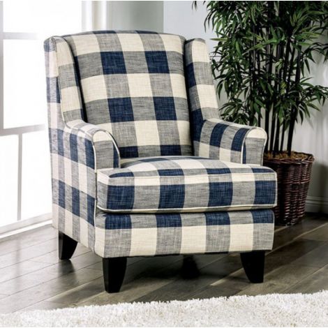Eduard Linen Like Fabric Checkered Chair