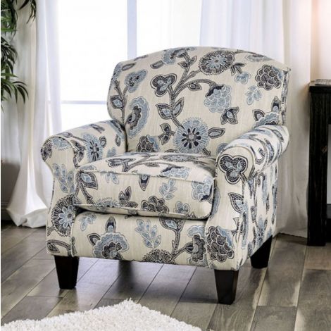 Eduard Linen Like Fabric Floral Chair