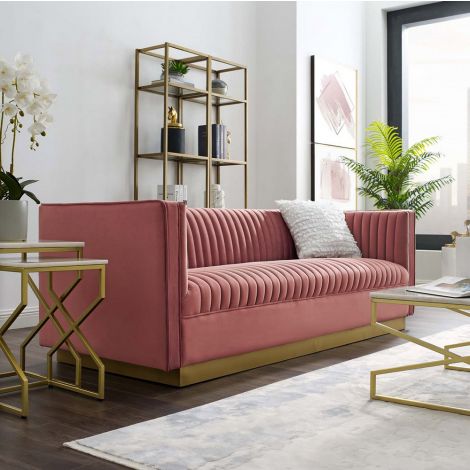 Emerson Dusty Rose Velvet Sofa