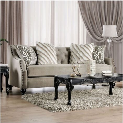 Cassa Transitional Microfiber Sofa