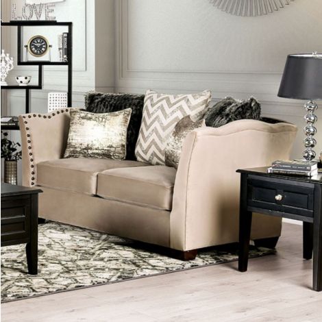 Fillip Nailhead Trim Fabric Loveseat