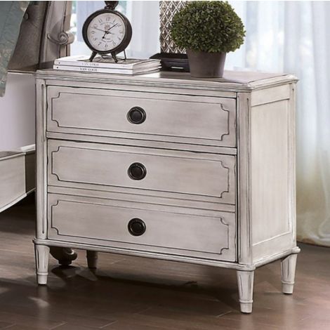 Floants Antique White Silve Nightstand