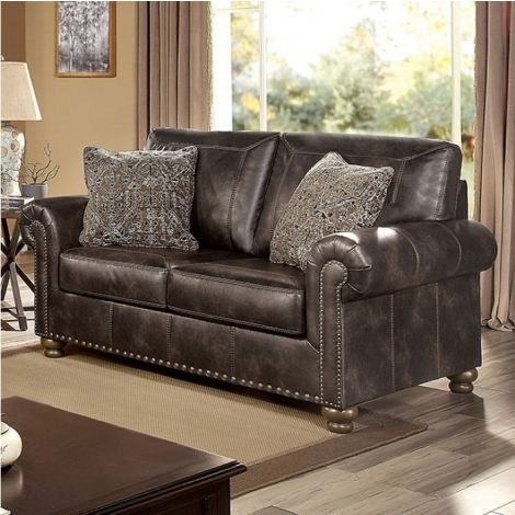 Heather Loveseat Dark Brown Leather