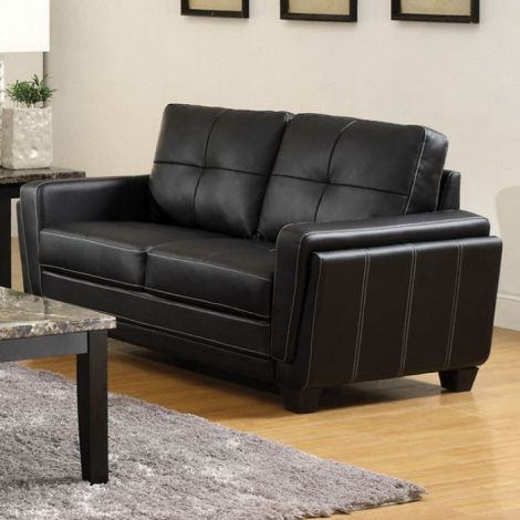 Heikoy Full Love Seat Black Leatherette