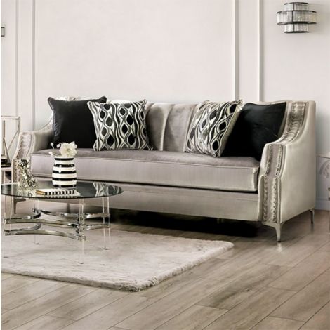 Jerry Silver Fabric Sofa