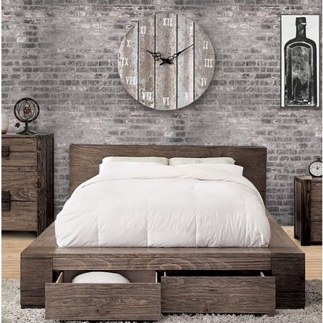 Jiaro Rustic Natural Tone Finish Drawer Bed