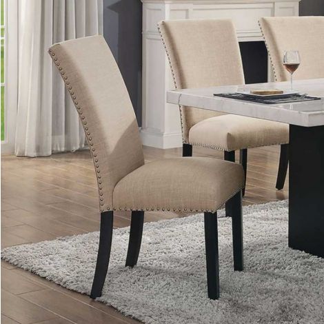 Kanoy Beige Padded Fabric Chair