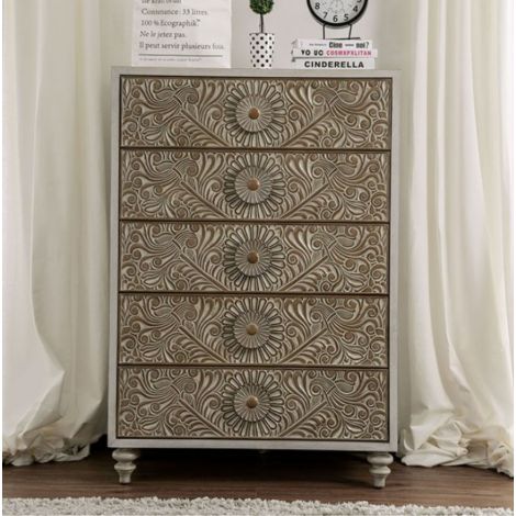 Katara Chest Antique White Beige Finish