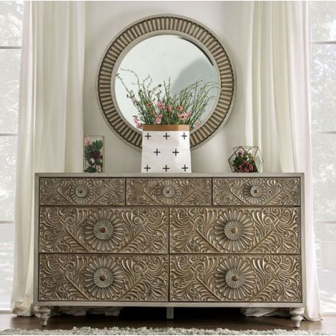 Katara Dresser Antique White Beige Finish