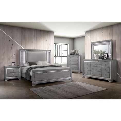 Lanster Gray Padded Fabric Bed