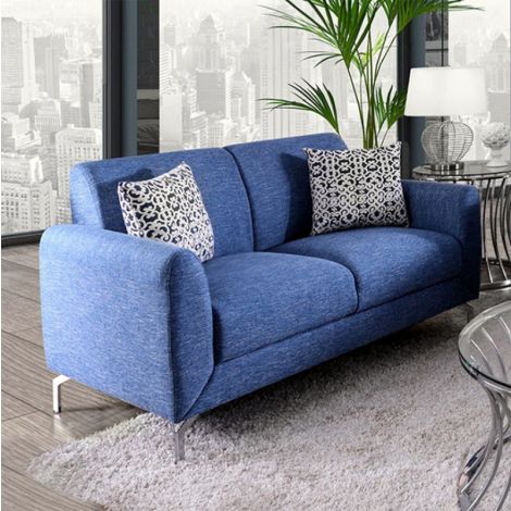 Laura Blue Contemporary Style Loveseat