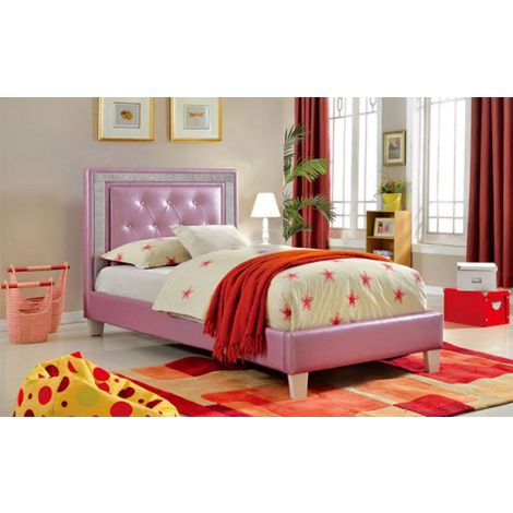 Lian Padded Leatherette Platform Bed