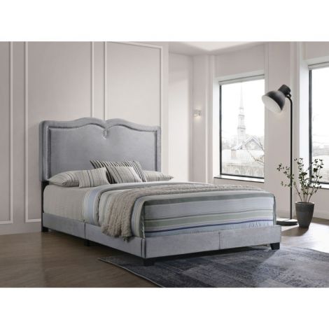 Lubenya Modular Upholstered Bed Gray Finish