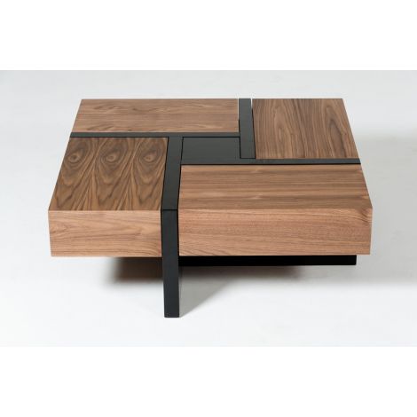 Makai Modern Walnut Black Coffee Table