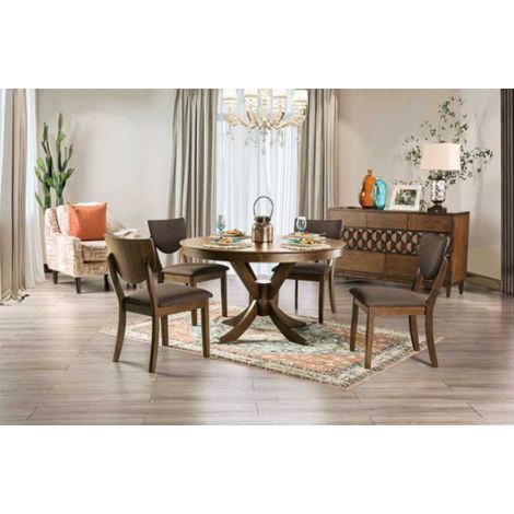 Meralina Walnut Round Top Dining Table