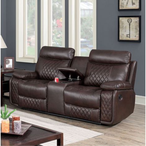 Mikas Diamond Tufting Leather Loveseat