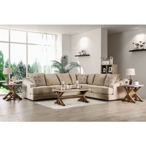 Mikka Beige Fabric Sectional Sofa