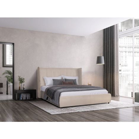 Modrest Emilia Bed Upholstered Modern Beige Velvet