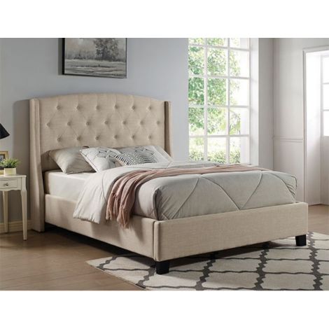 Niko Beige Upholstered Fabric Bed
