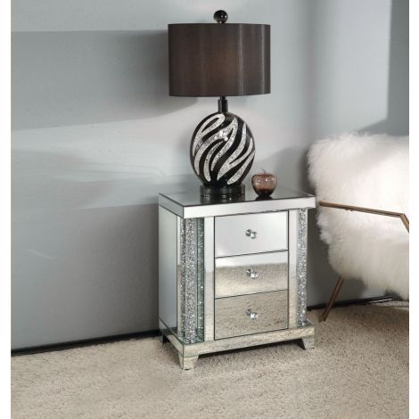 Noral Contemporary Style Mirror End Table 