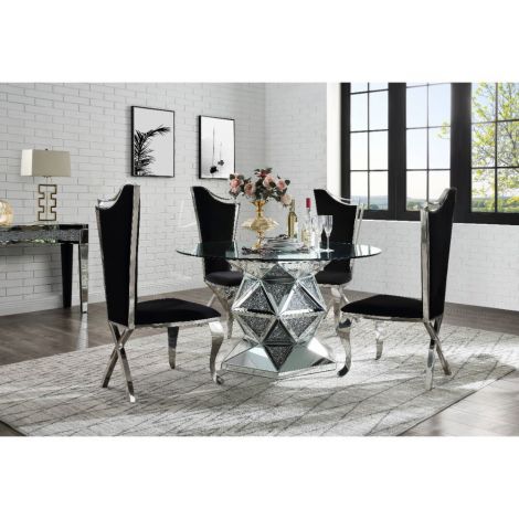 Noral Dining Table Mirrored Faux Diamonds