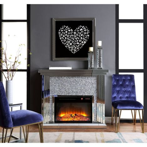 Noral Fireplace Mirrored Faux Diamonds