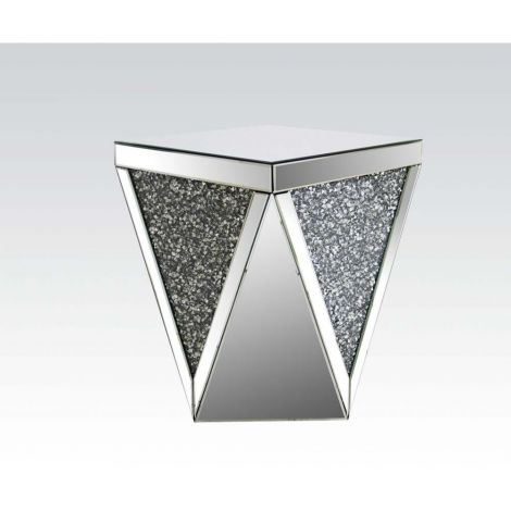 Noral Mirrored End Table Faux Diamonds