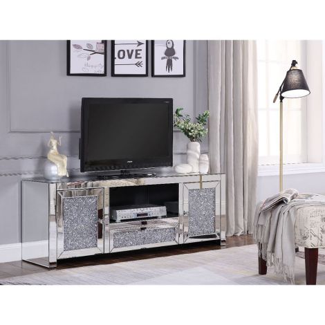 Noral TV  Stand Mirrored Faux Diamonds