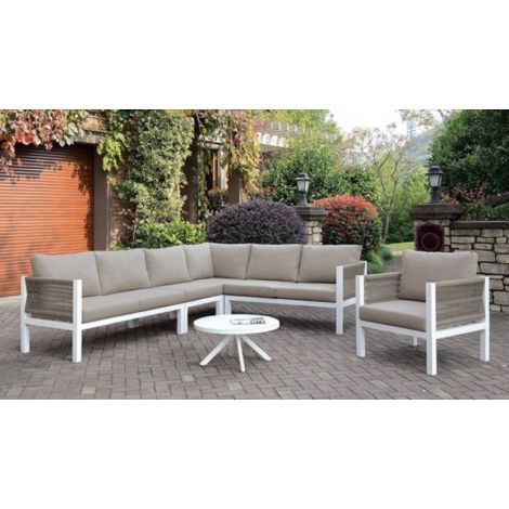 Noran White Light Taupe Patio Sectional Sofa