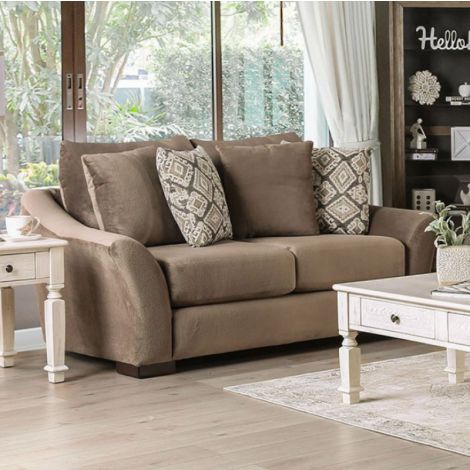 Oksan Loveseat Ivory Chenille Fabric