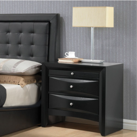 Penne Black Layered Storage Nightstand