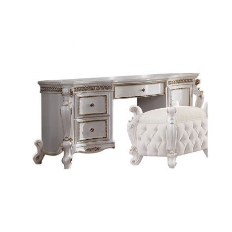 Pikardi Vanity Desk Antique Pearl Finish